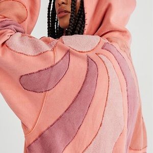 Free People We the Free Melon Combo Peach It's A Vibe Slouchy Hoodie Size XSmall